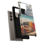 Vue d'un pique-nique sur une plage tropicale, étui pour téléphone