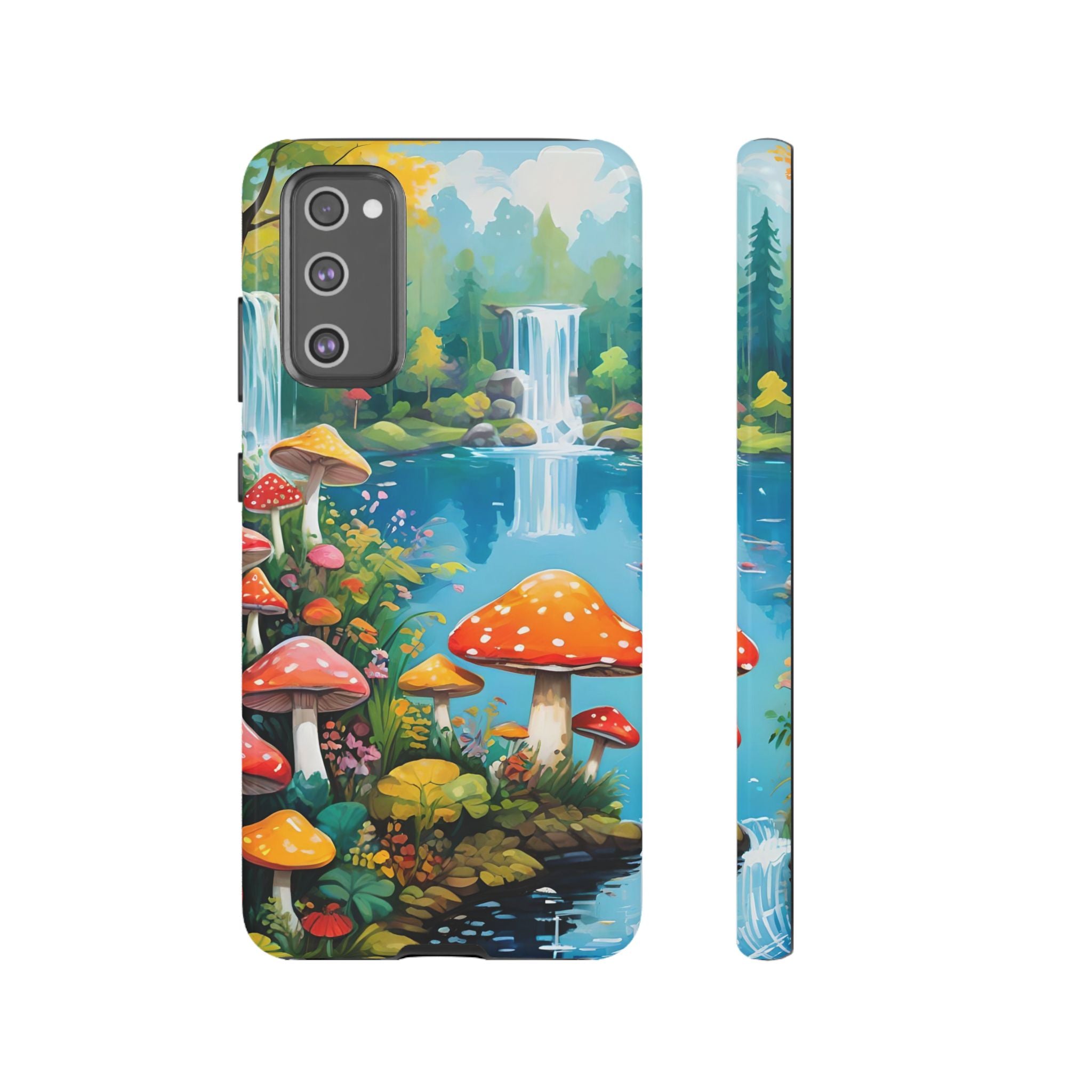 Mushroom Phone Case with Vibrant Nature Scene