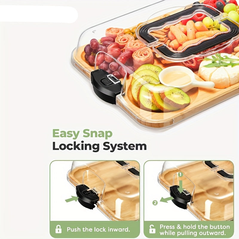 Bamboo Cheese Tray with Acrylic Lid-3