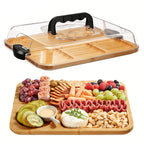 Bamboo Cheese Tray with Acrylic Lid-0