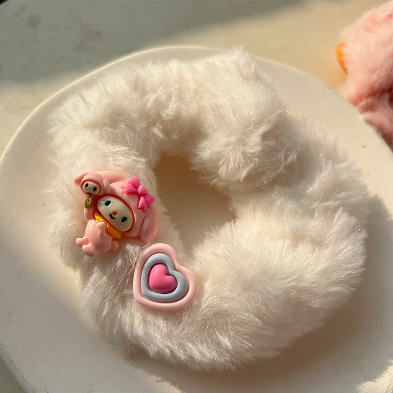 Cute Princess Pink Plush Hair Tie