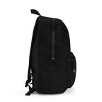 White Neon Skateboarder Silhouette Print, Black Backpack
