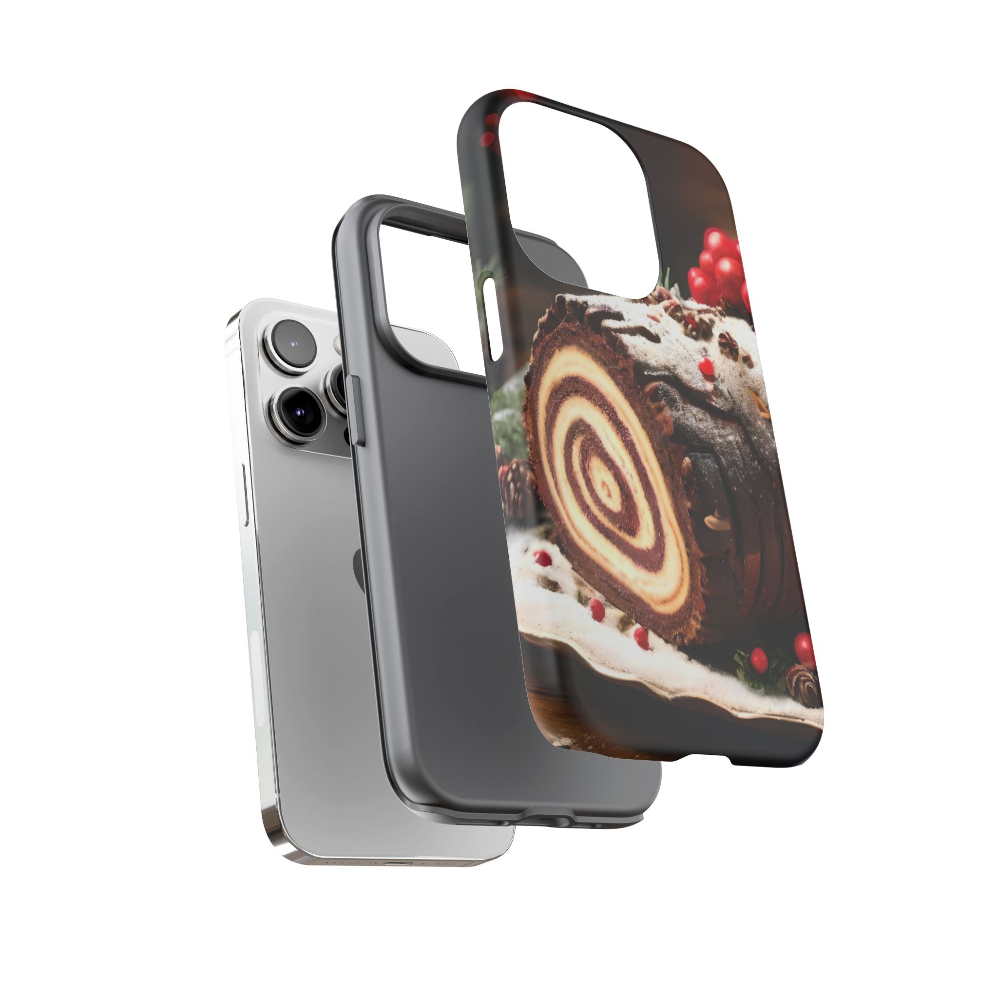 Festive Phone Case with Yule Log Design