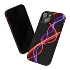 Coque de téléphone vibrante avec motif lumineux abstrait, coque artistique, accessoire technologique moderne, cadeau pour les passionnés de technologie, coque de téléphone personnalisée