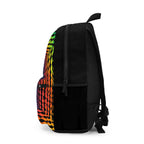 Rainbow Tunnel Optical Illusion Print, Black Backpack