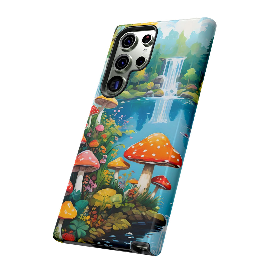 Mushroom Phone Case with Vibrant Nature Scene