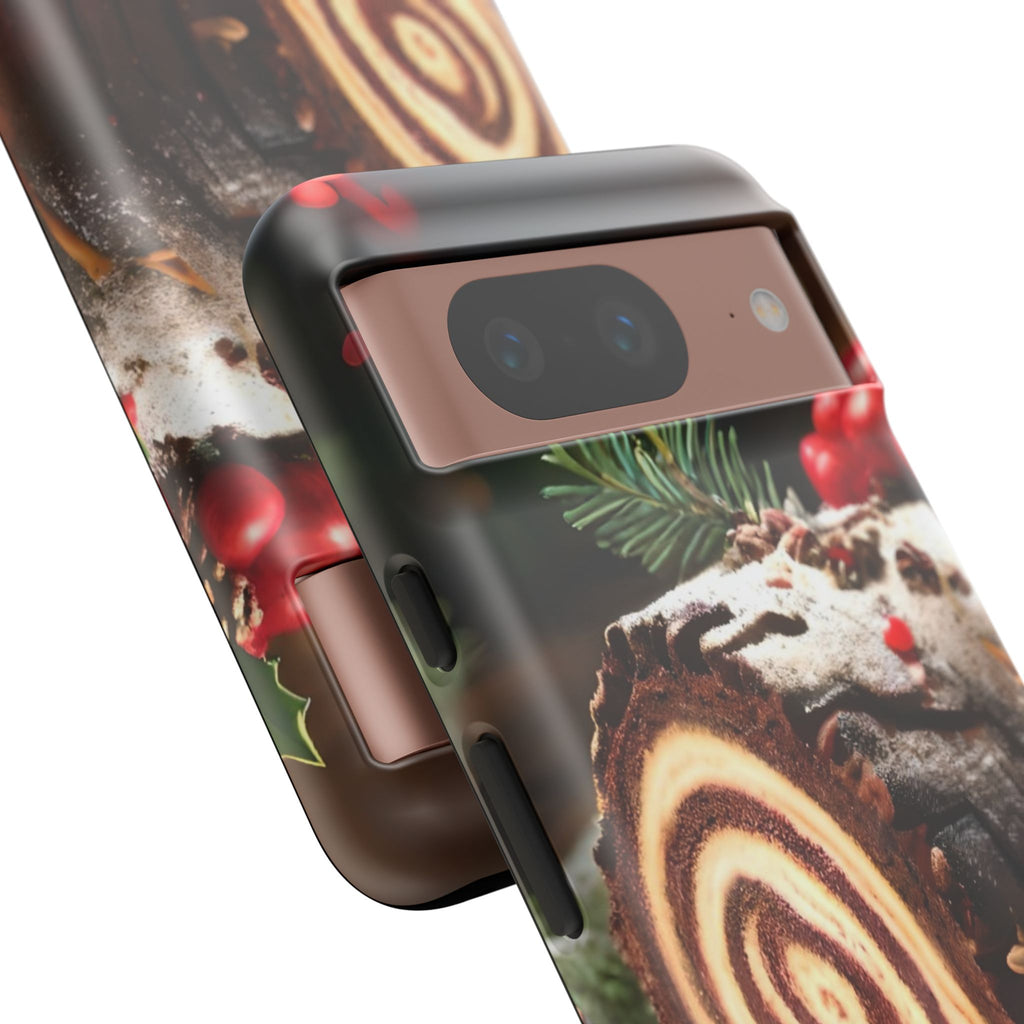 Festive Phone Case with Yule Log Design
