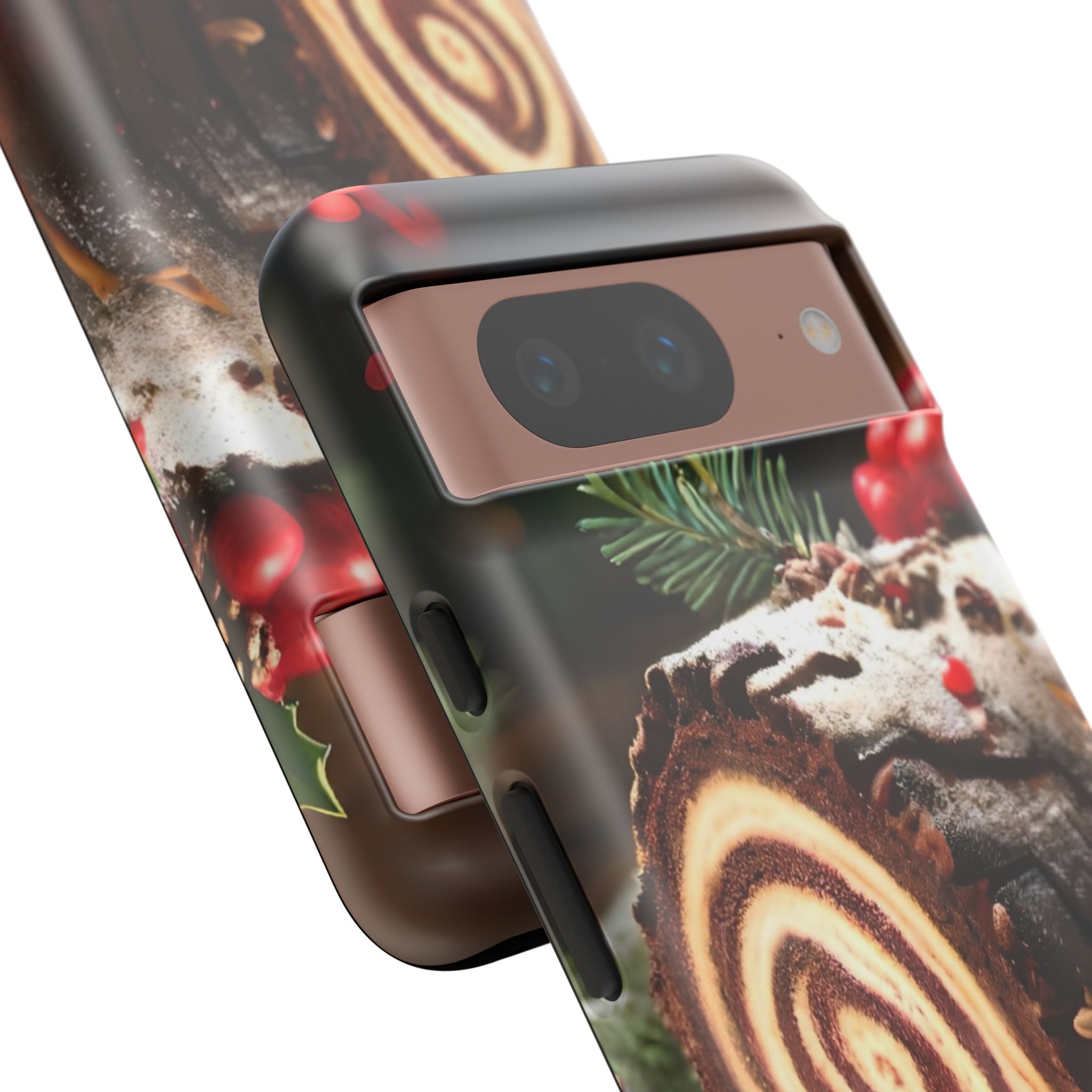 Festive Phone Case with Yule Log Design