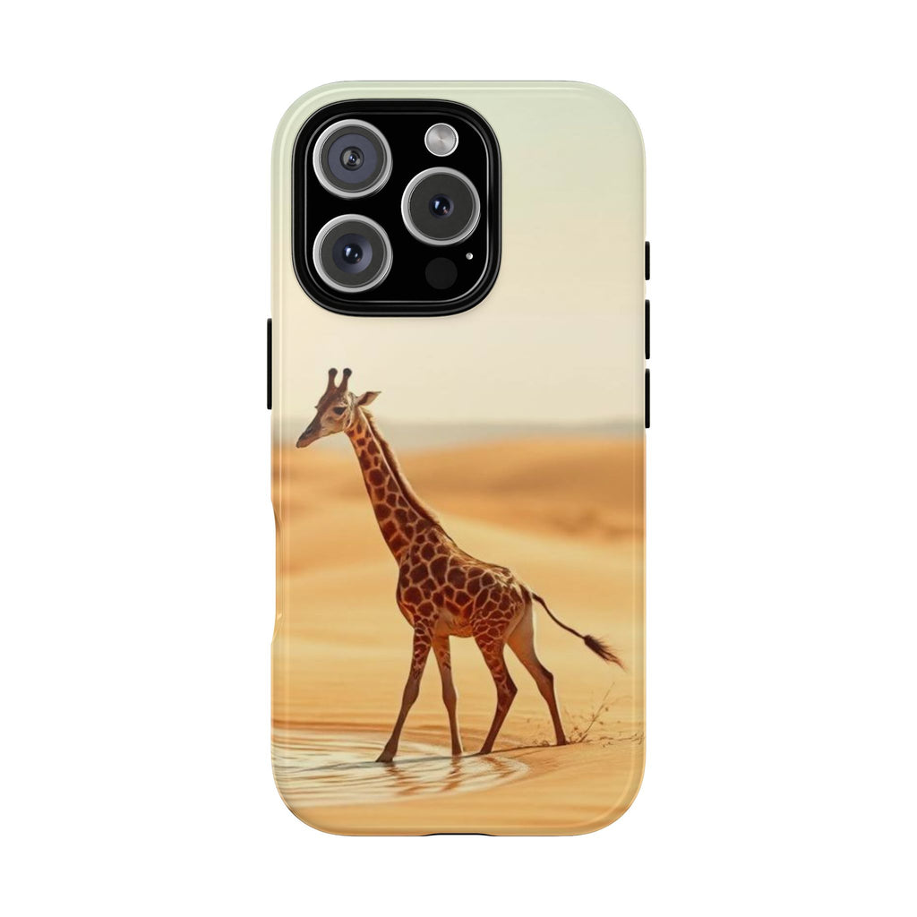 Coque de téléphone motif girafe dans le désert