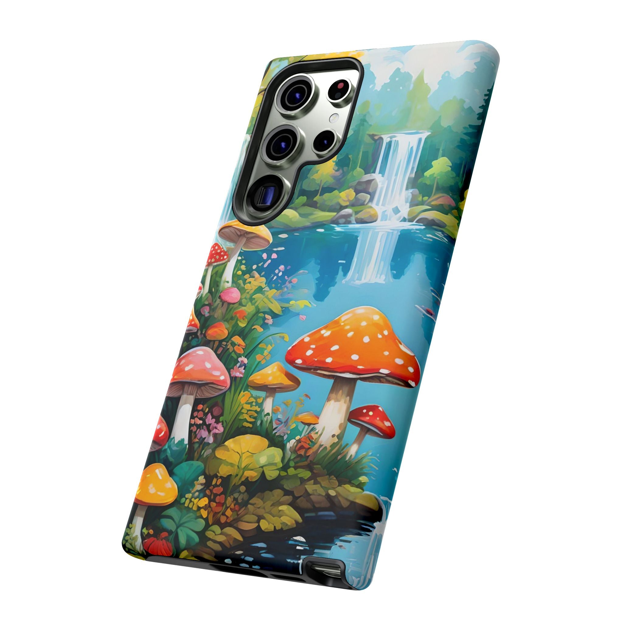 Mushroom Phone Case with Vibrant Nature Scene