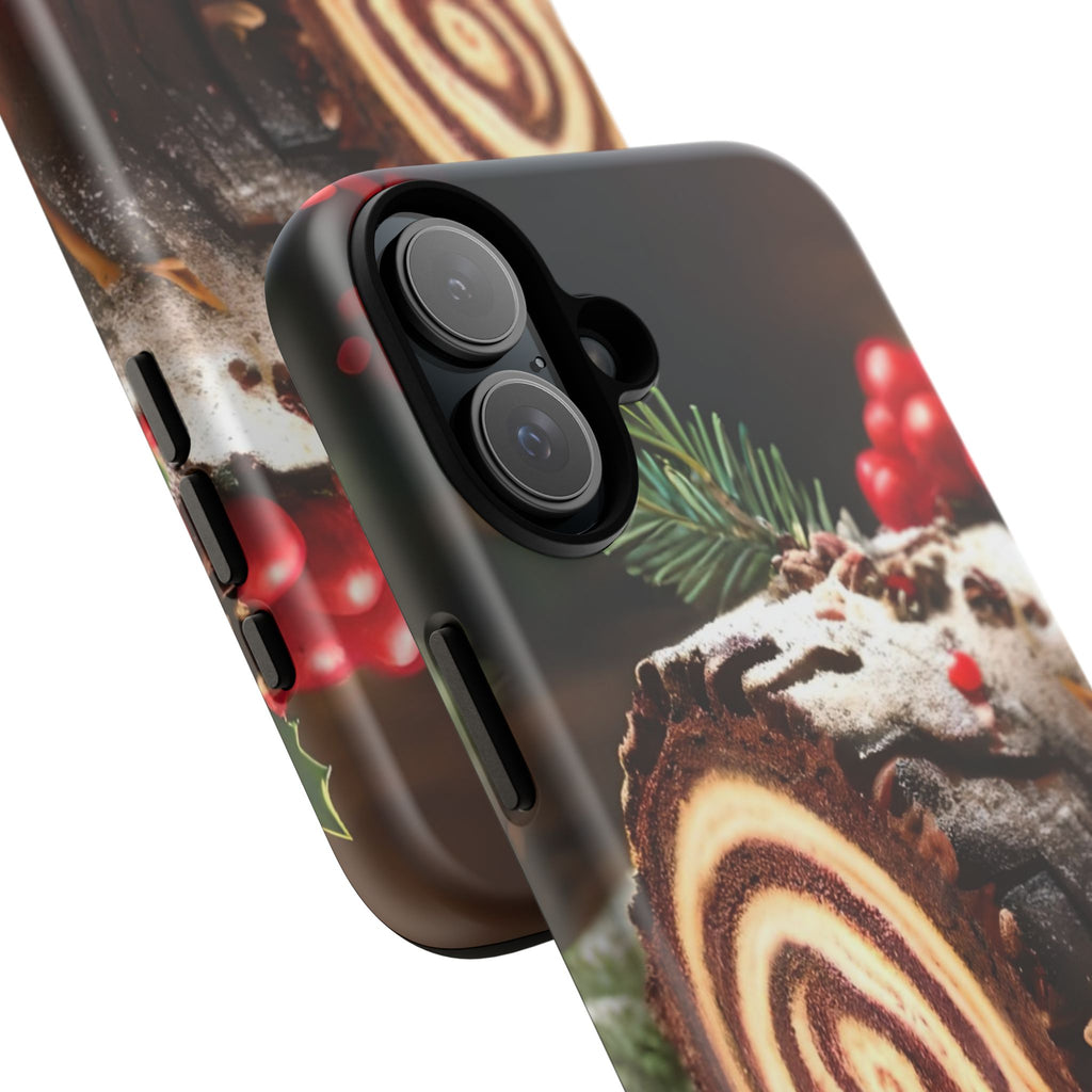 Festive Phone Case with Yule Log Design