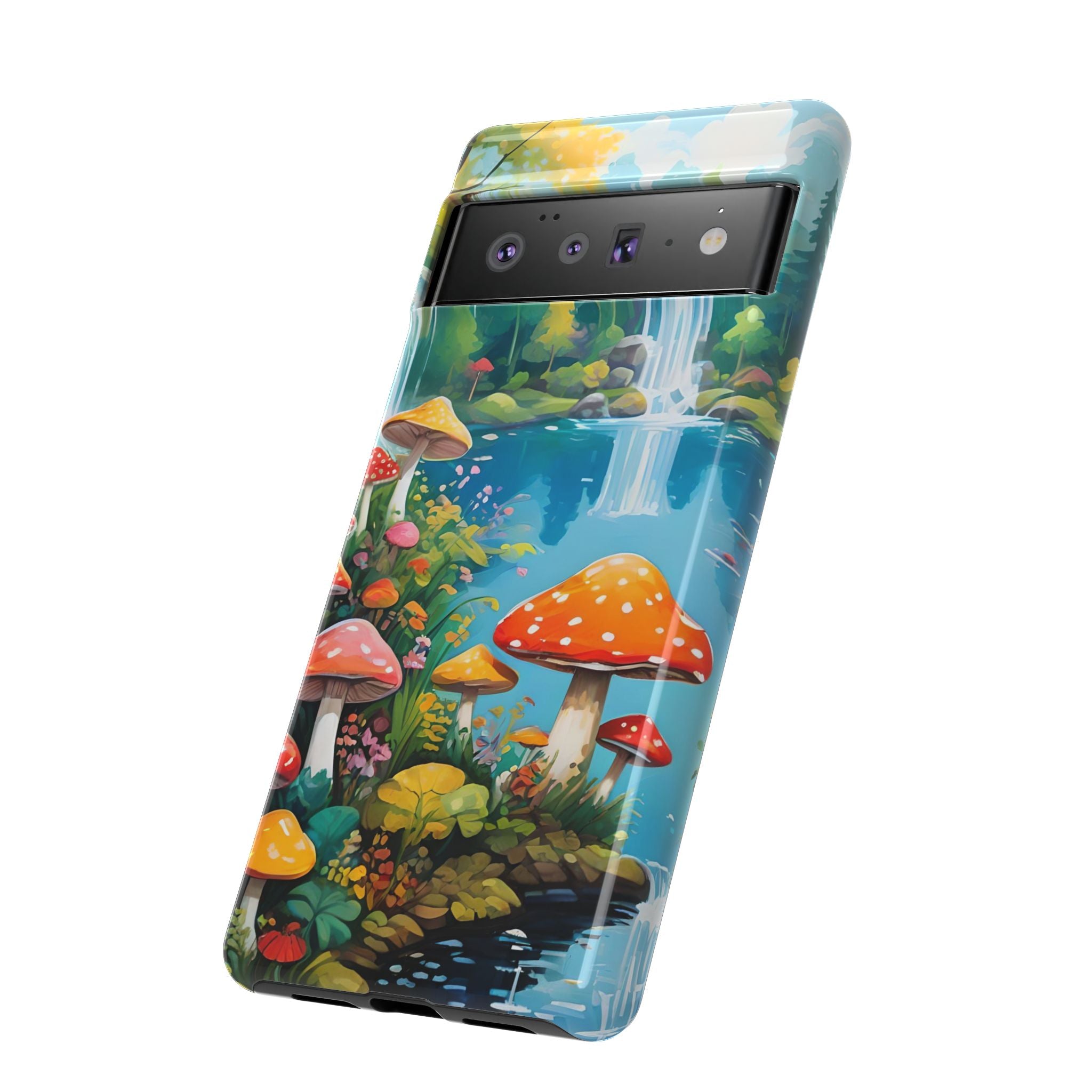 Mushroom Phone Case with Vibrant Nature Scene