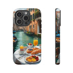 Scène de petit-déjeuner à Venise, étui de téléphone