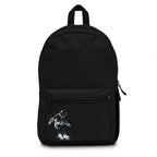 White Neon Skateboarder Silhouette Print, Black Backpack