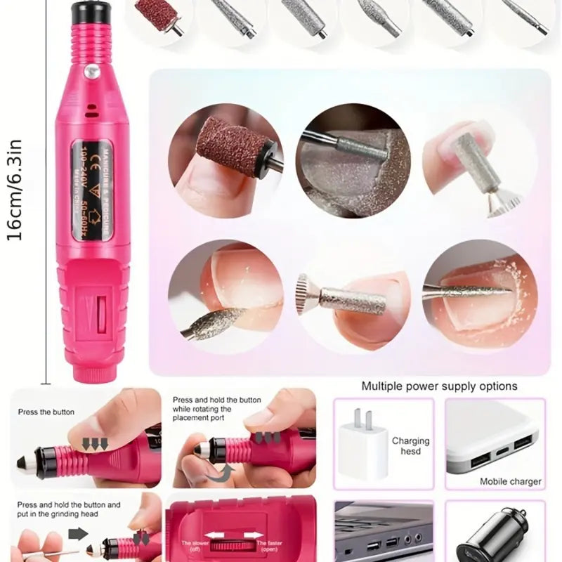 UV LED Nail Drill Kit Acrylic Nail Tips and drill Tools - Complete Manicure and Pedicure Set for Beginners-2