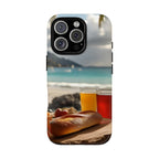 Vue d'un pique-nique sur une plage tropicale, étui pour téléphone