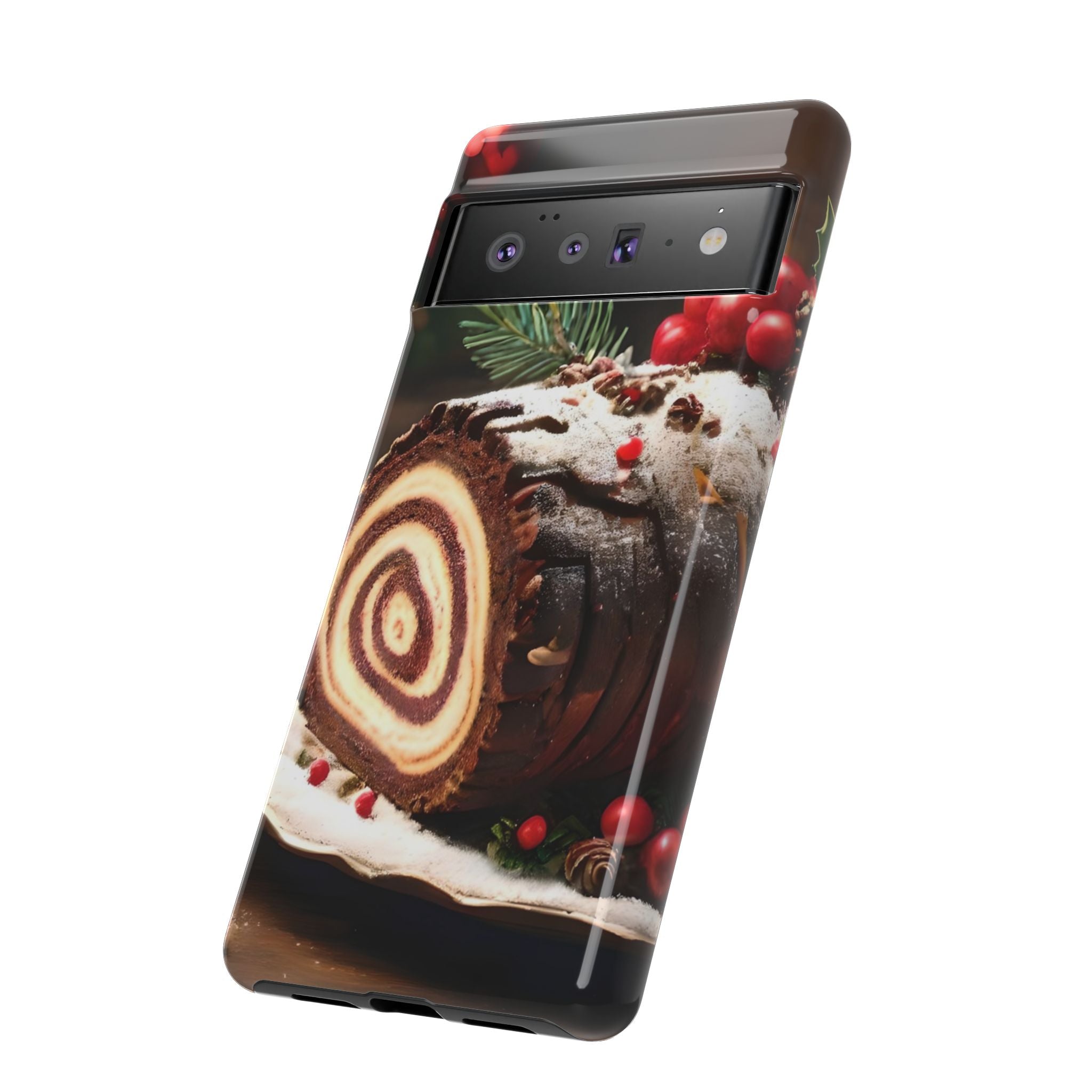 Festive Phone Case with Yule Log Design