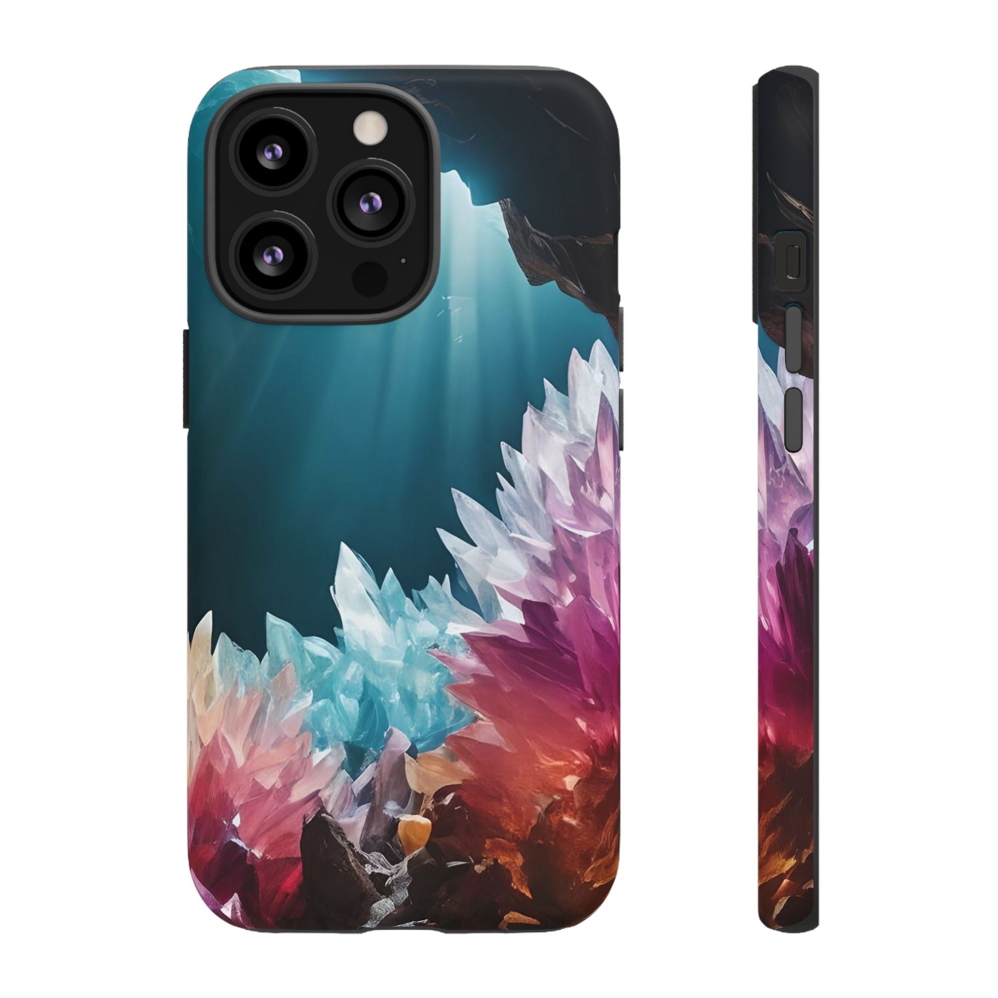 Colorful Crystal Phone Case, Tough Phone Cover, Gemstone Case, Unique iPhone Cover, Vibrant Art Protector, Gift for Geology Lovers