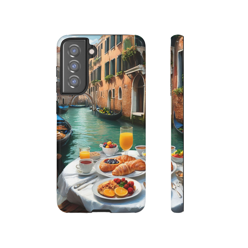 Scène de petit-déjeuner à Venise, étui de téléphone