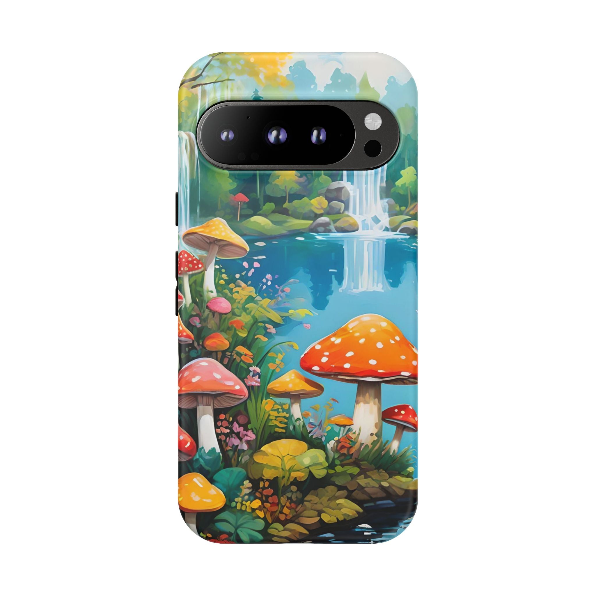 Mushroom Phone Case with Vibrant Nature Scene