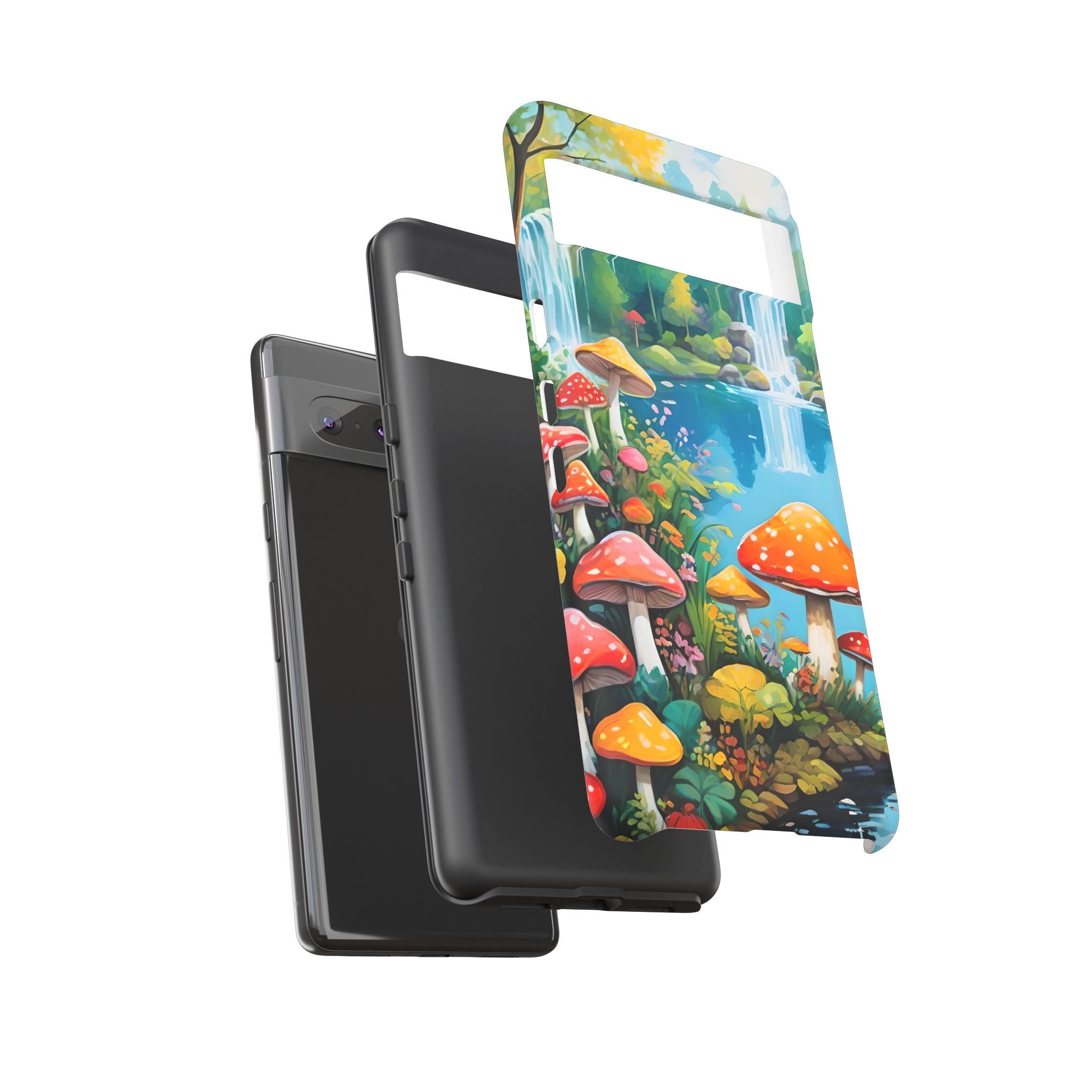 Mushroom Phone Case with Vibrant Nature Scene