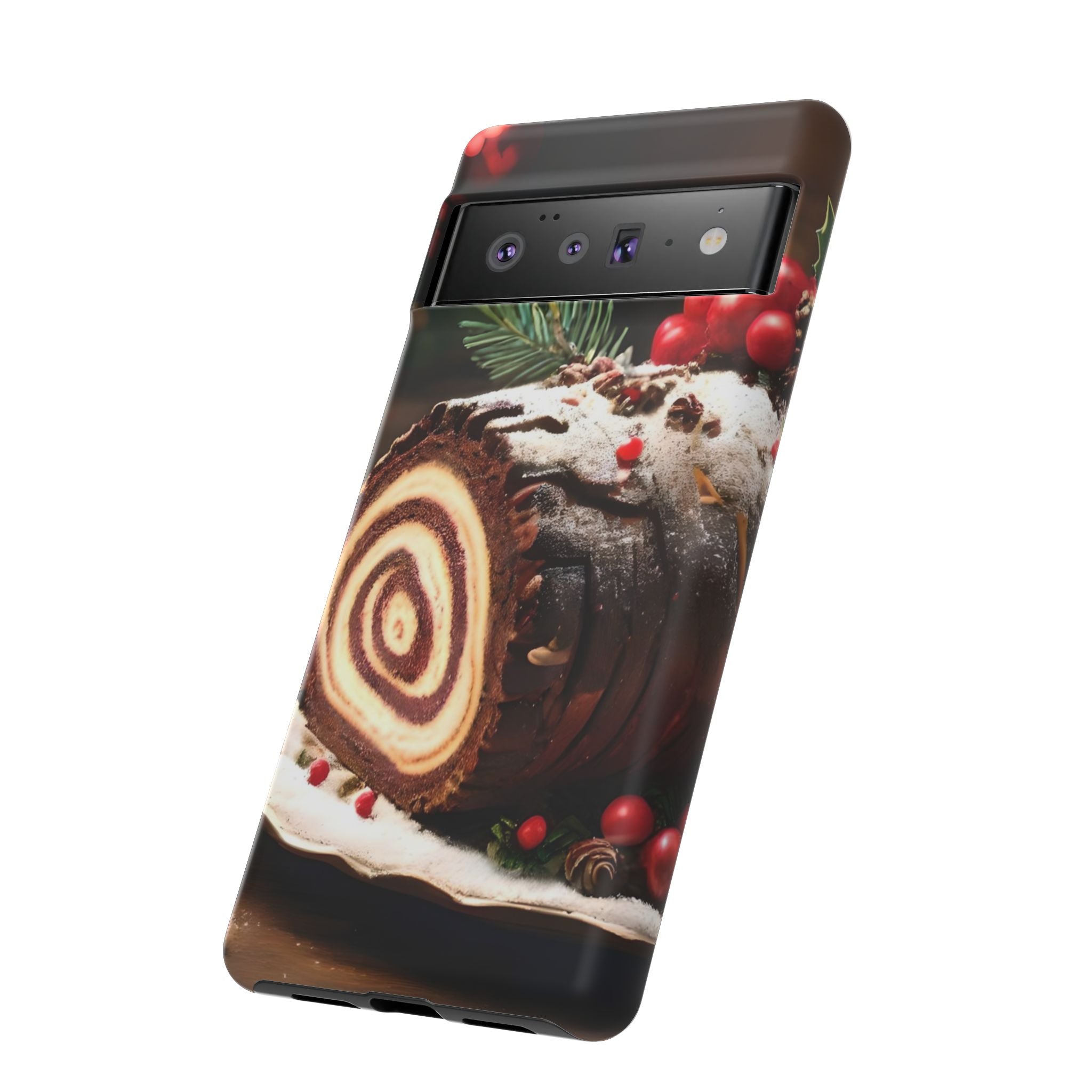Festive Phone Case with Yule Log Design