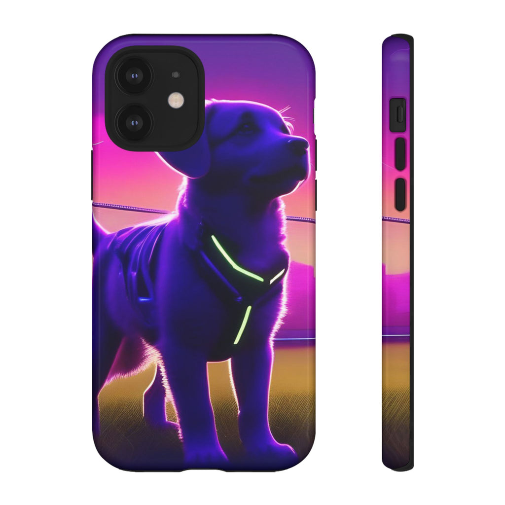 Coque de téléphone motif chien néon vibrant