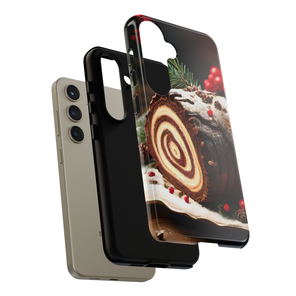 Festive Phone Case with Yule Log Design