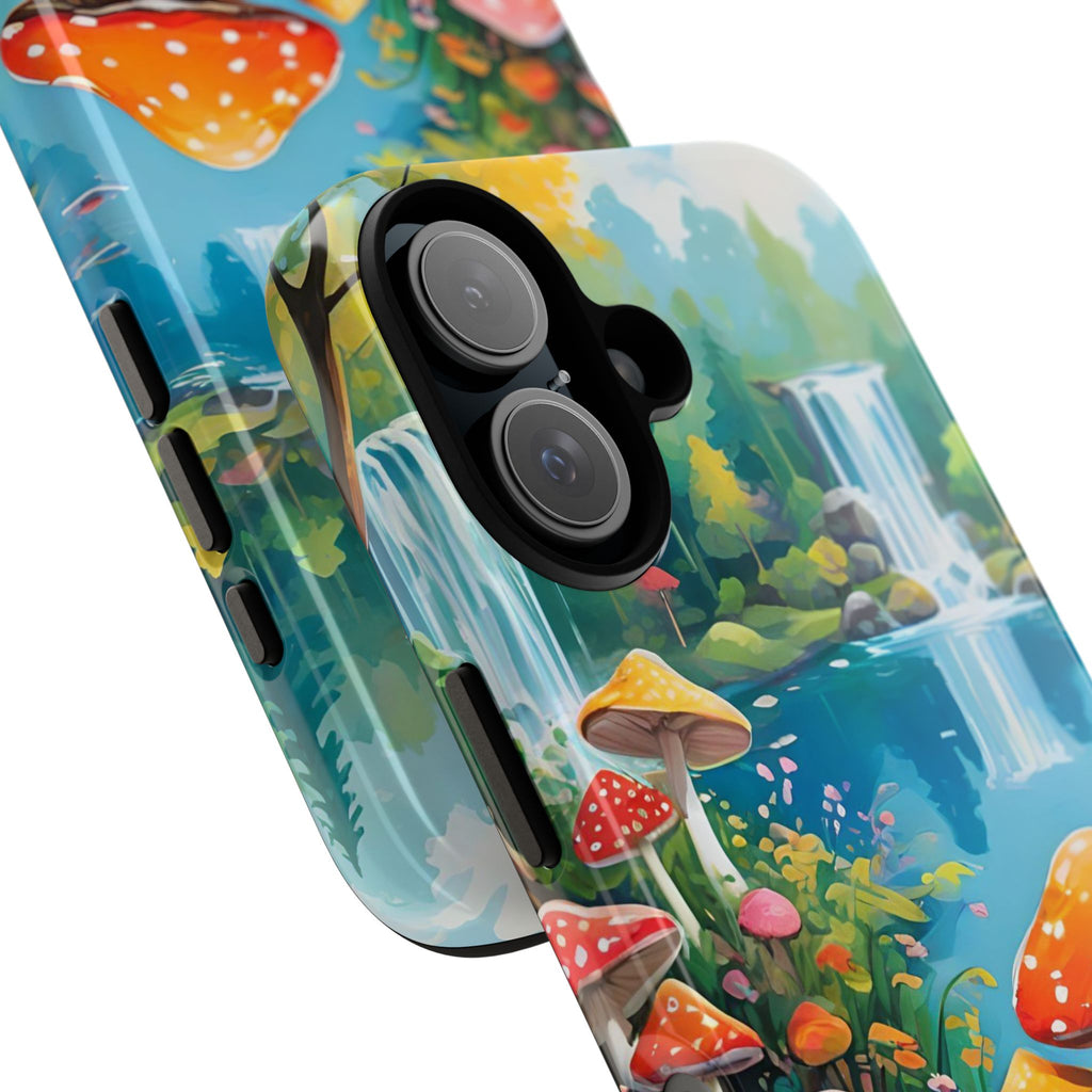 Mushroom Phone Case with Vibrant Nature Scene