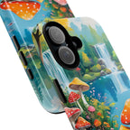 Coque de téléphone champignon avec scène de nature vibrante