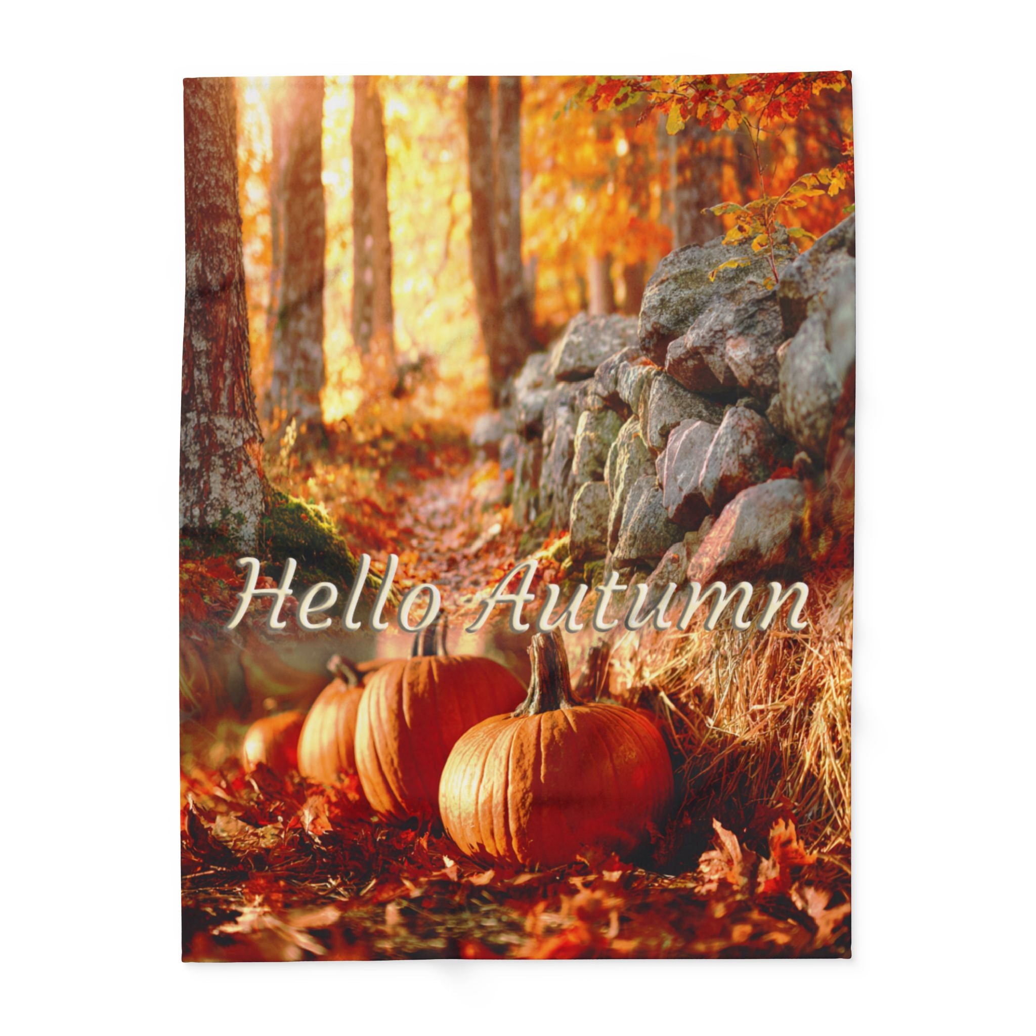 Hello Autumn Pumpkin Design,  Cozy Throw Blanket