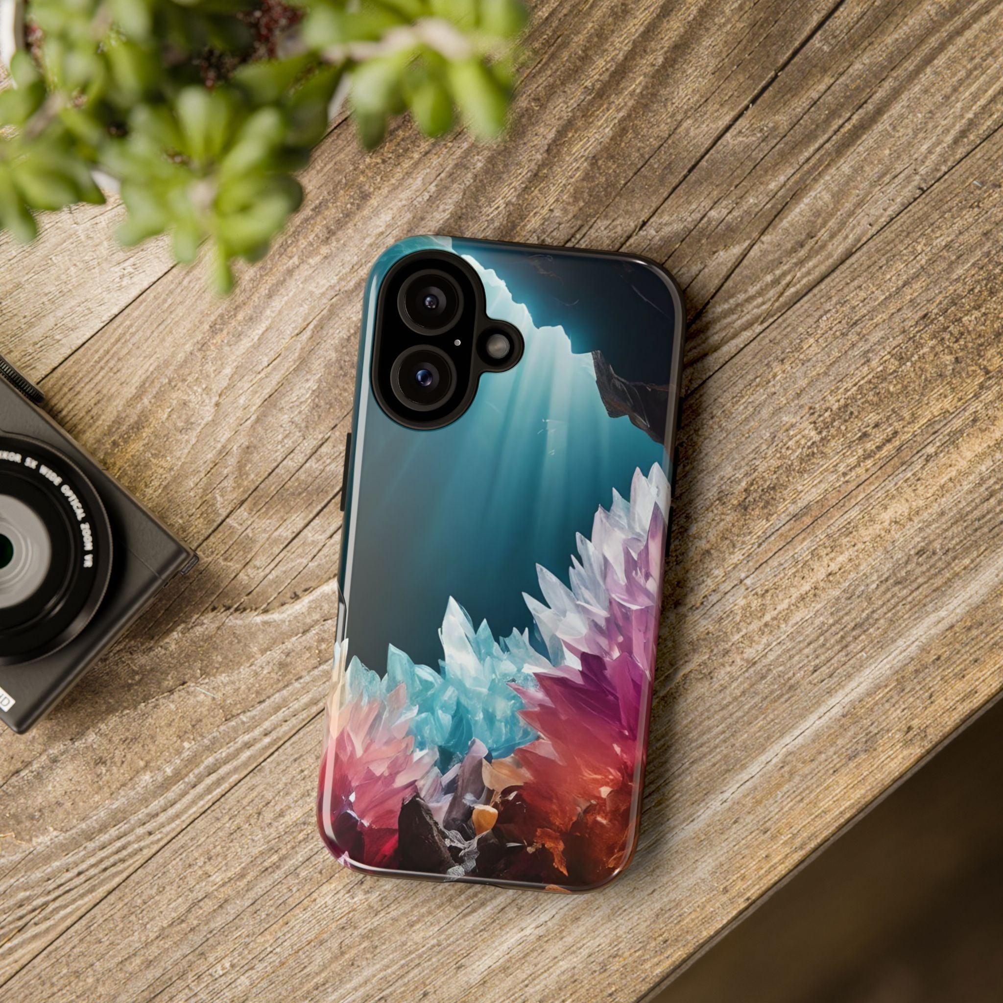 Colorful Crystal Phone Case, Tough Phone Cover, Gemstone Case, Unique iPhone Cover, Vibrant Art Protector, Gift for Geology Lovers