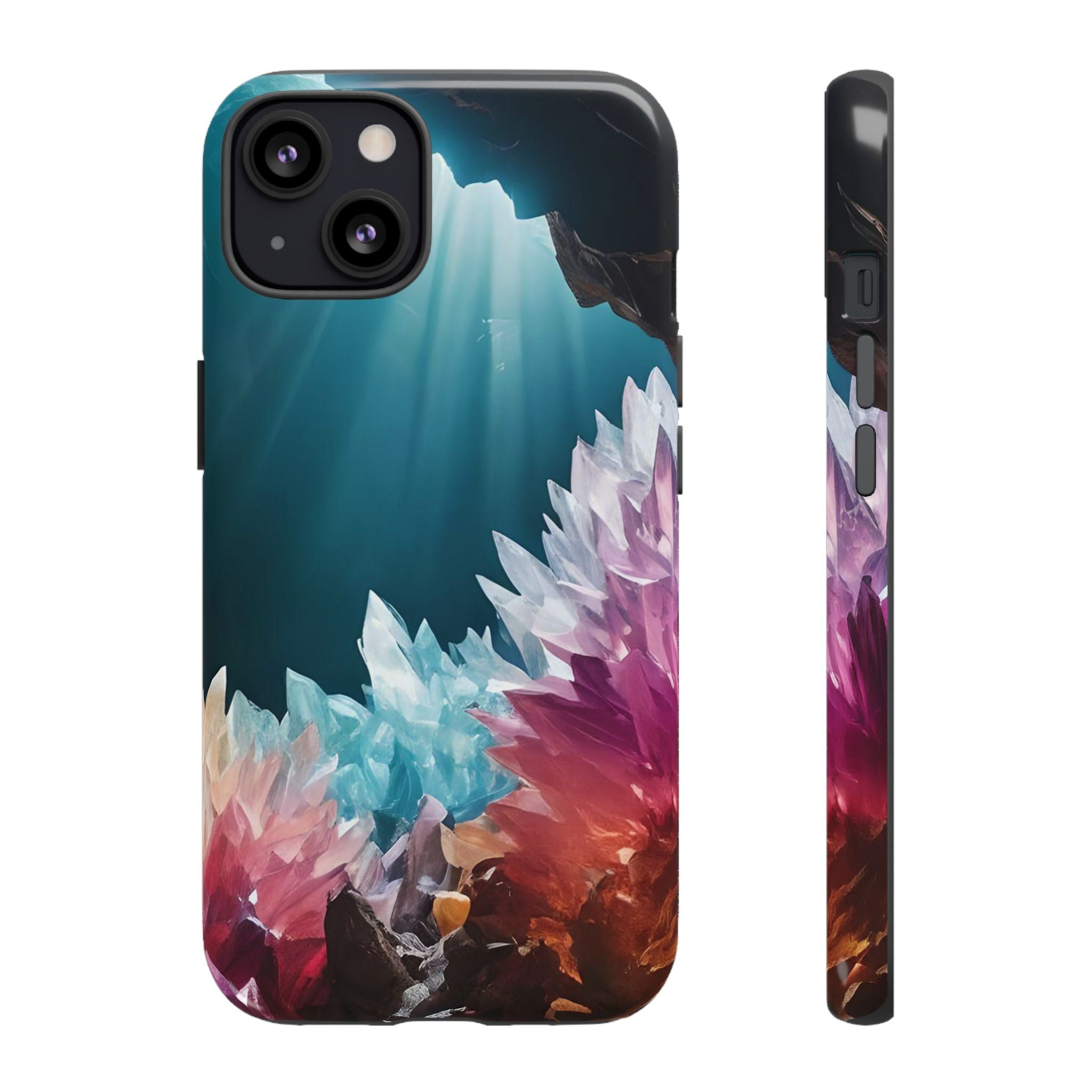 Colorful Crystal Phone Case, Tough Phone Cover, Gemstone Case, Unique iPhone Cover, Vibrant Art Protector, Gift for Geology Lovers
