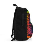Rainbow Tunnel Optical Illusion Print, Black Backpack