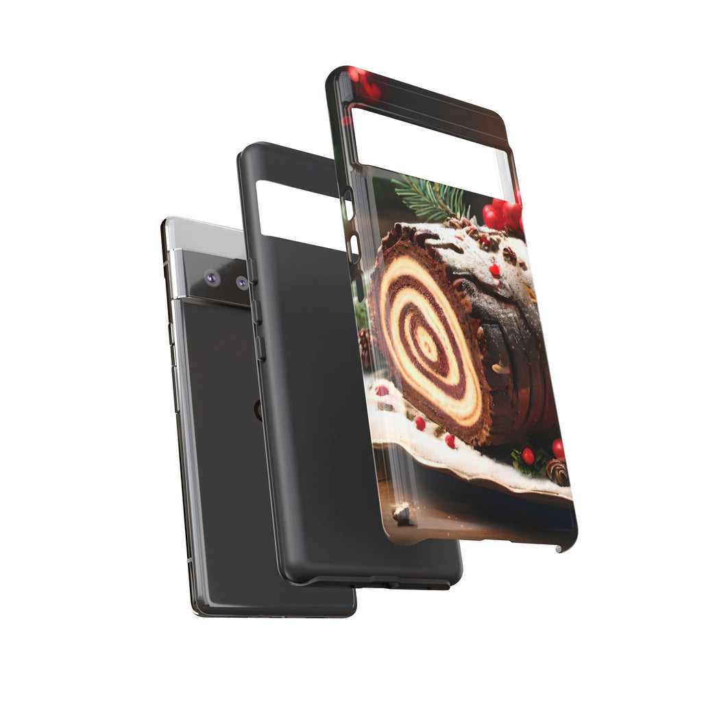 Festive Phone Case with Yule Log Design