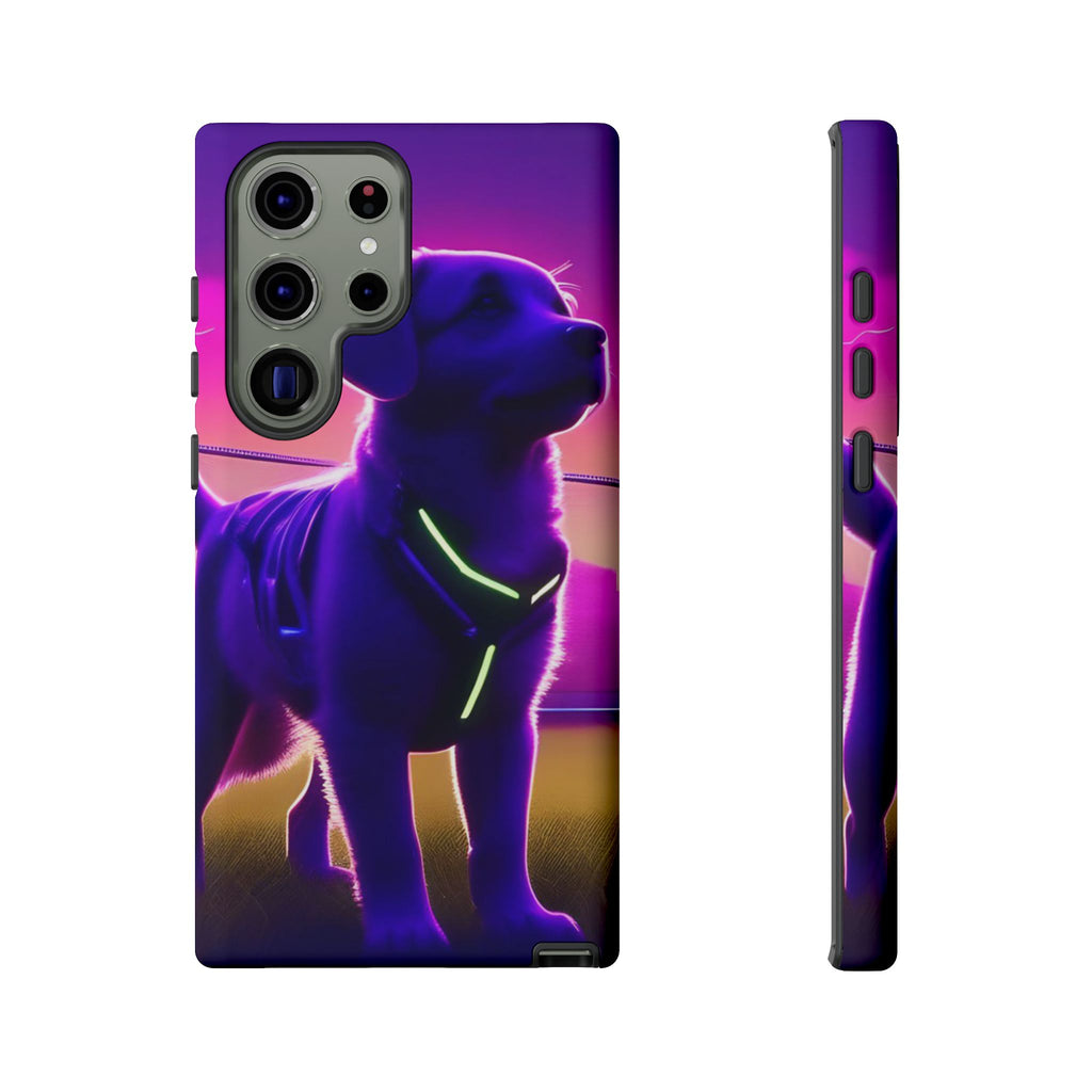 Coque de téléphone motif chien néon vibrant