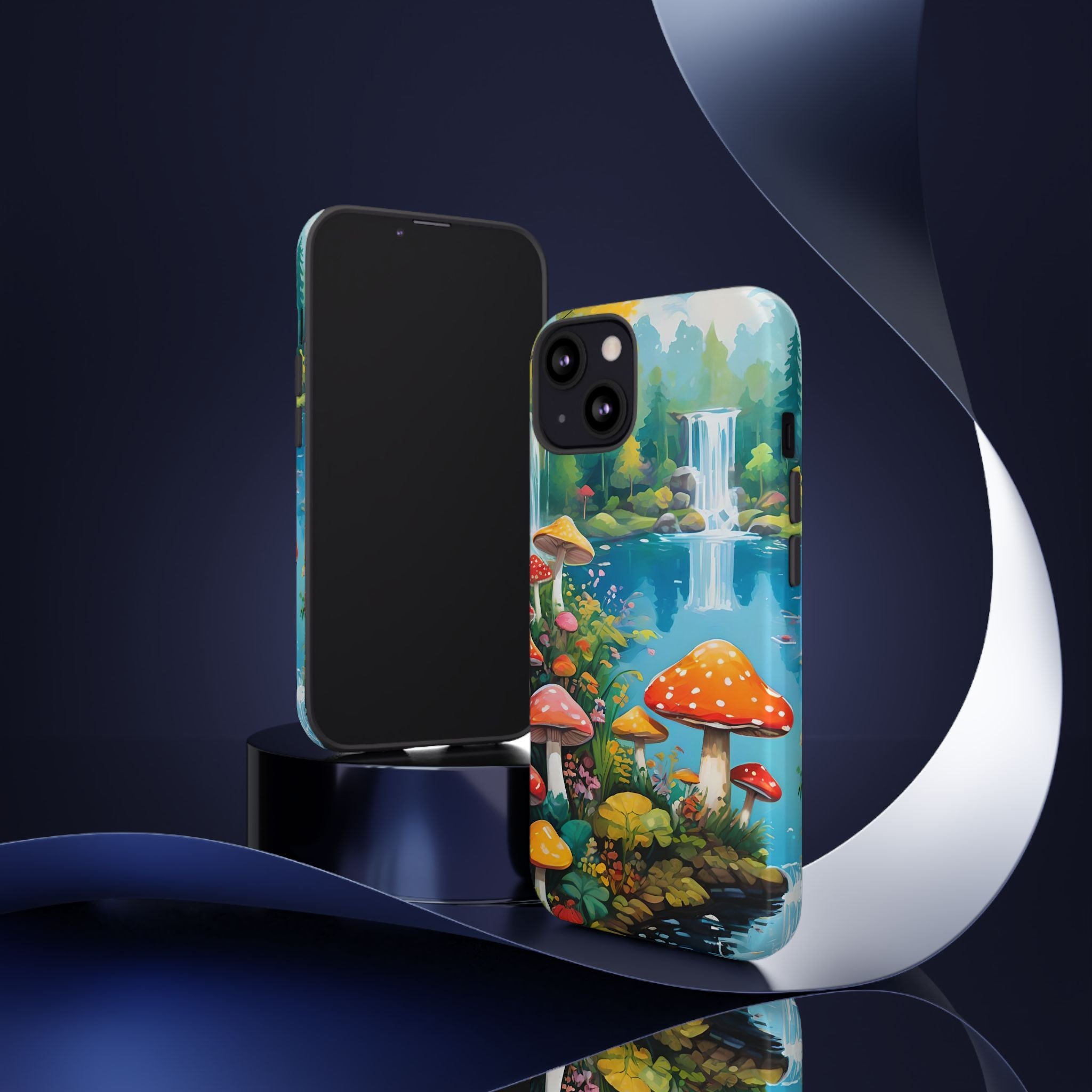 Mushroom Phone Case with Vibrant Nature Scene