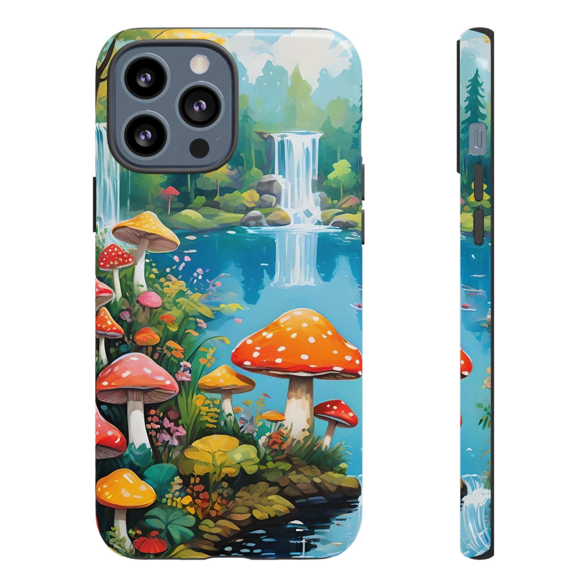 Mushroom Phone Case with Vibrant Nature Scene