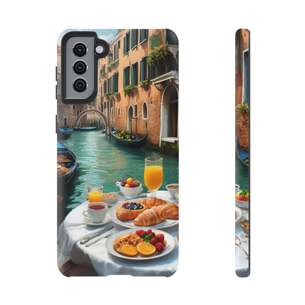 Scène de petit-déjeuner à Venise, étui de téléphone