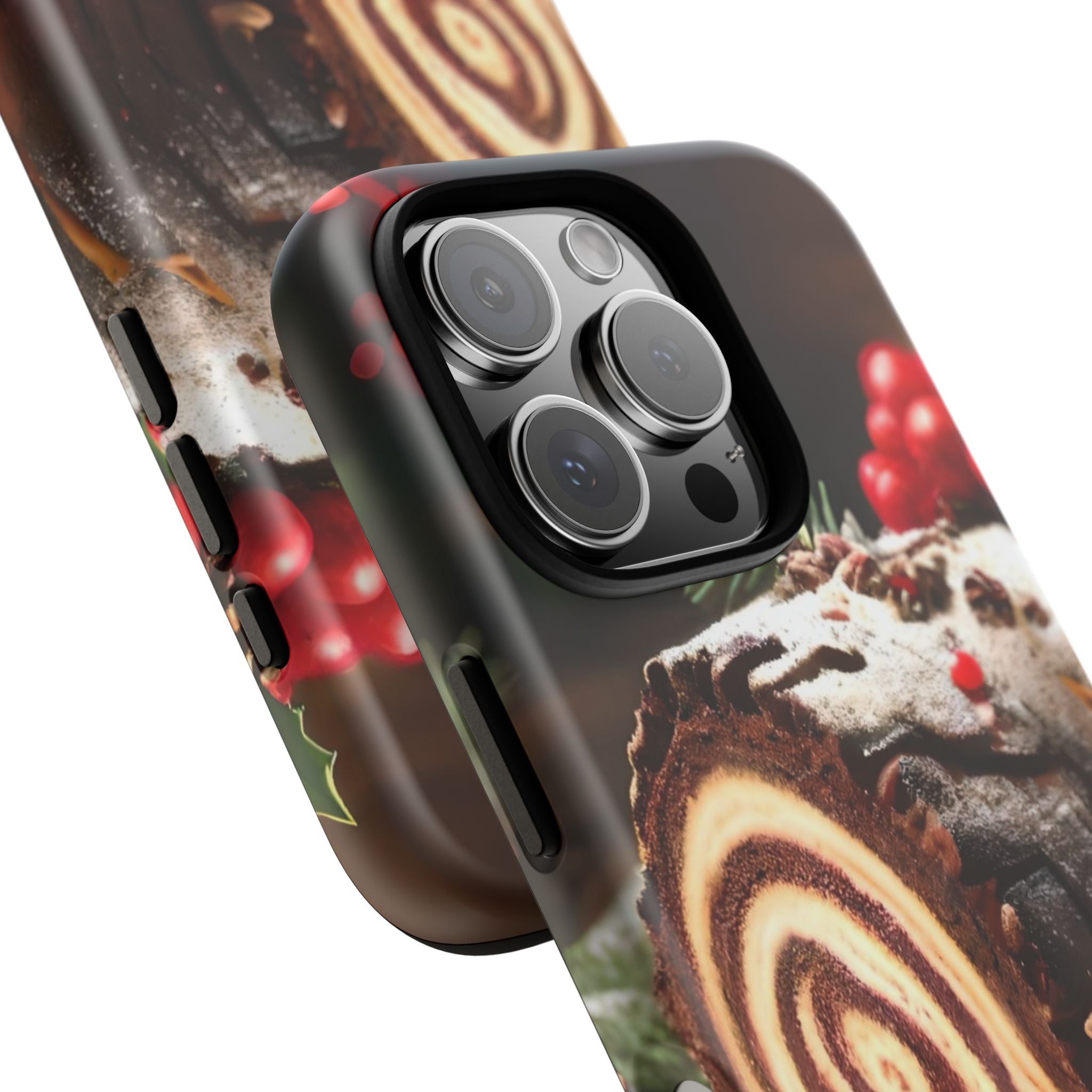 Festive Phone Case with Yule Log Design