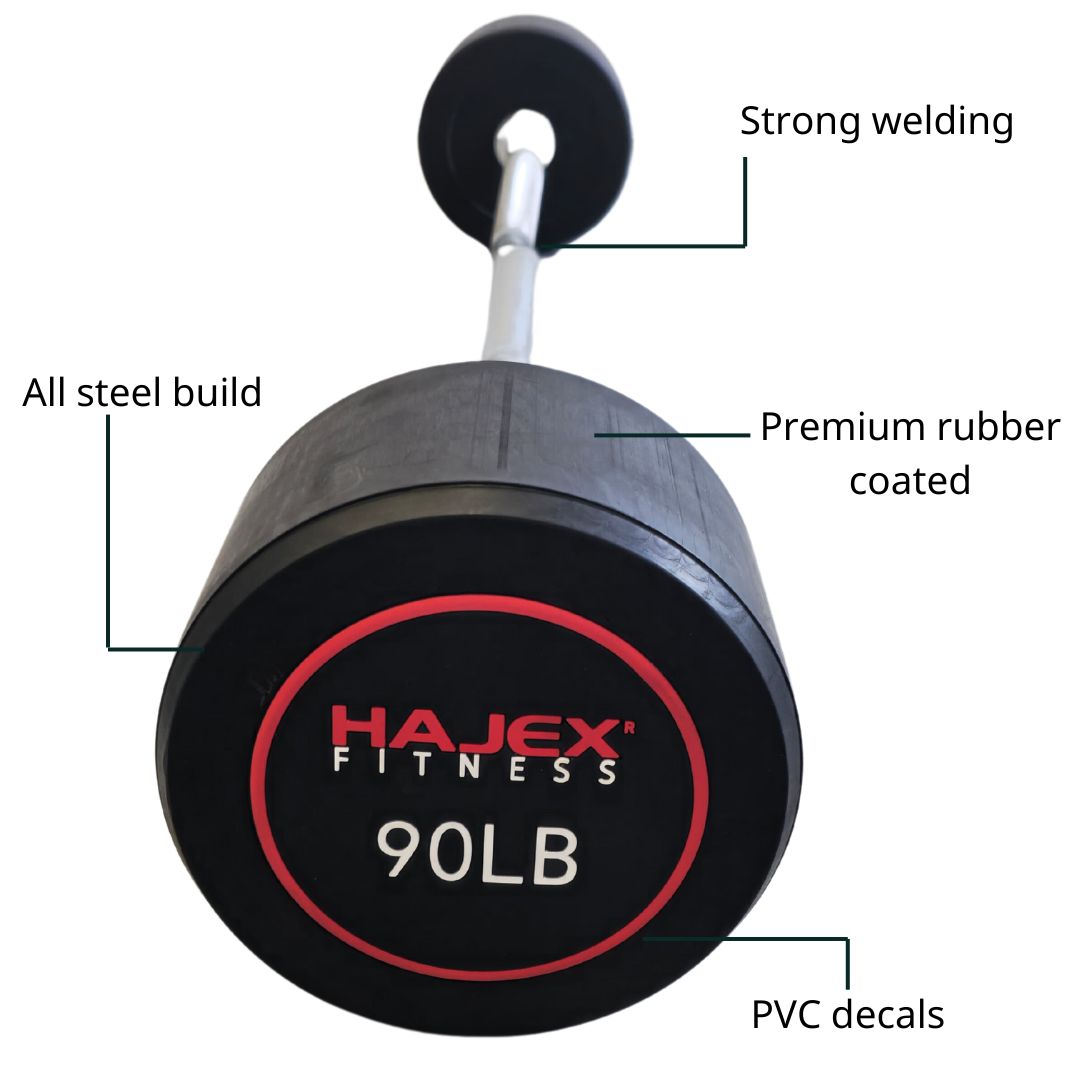 HAJEX Straight and EZ Curl Fixed Round Head Weight Barbell Sets - 20 to 150 LB