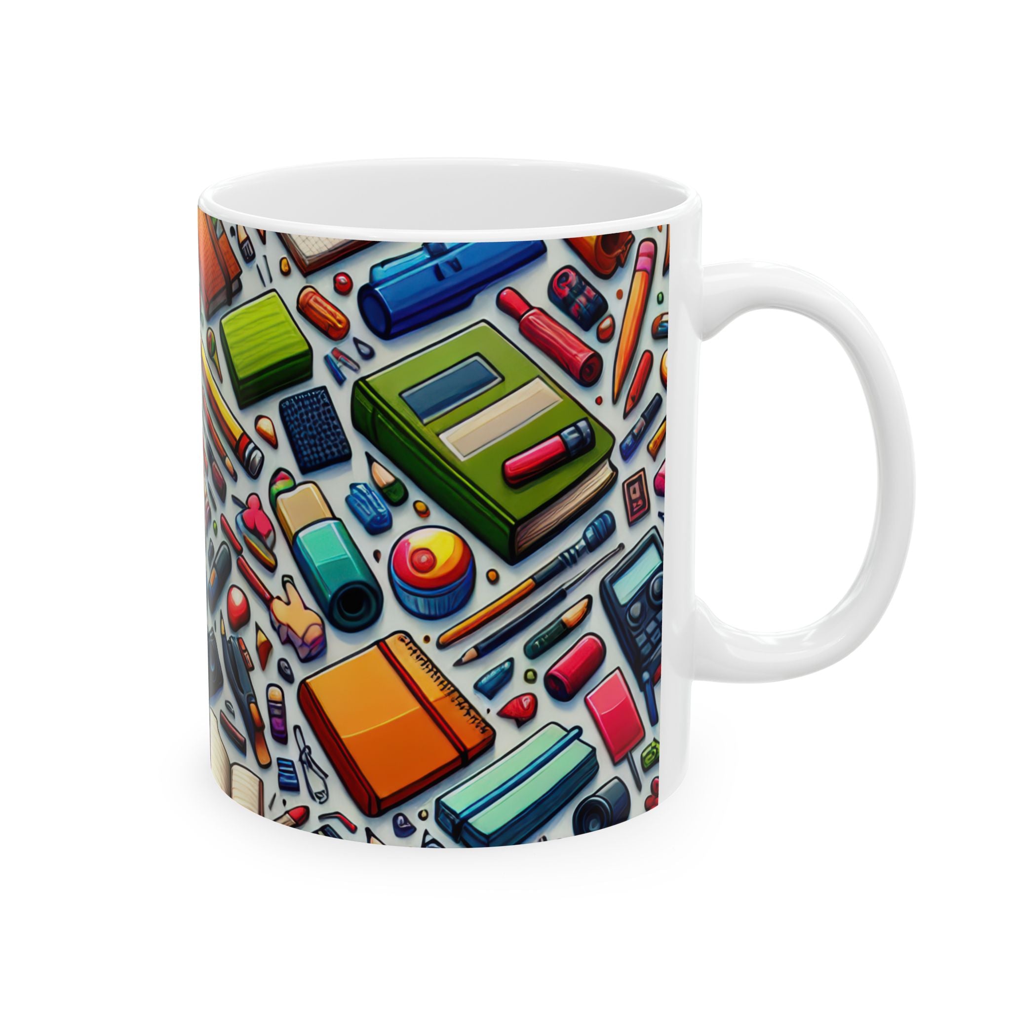Colorful School Essentials Pattern, Ceramic Coffee Mug