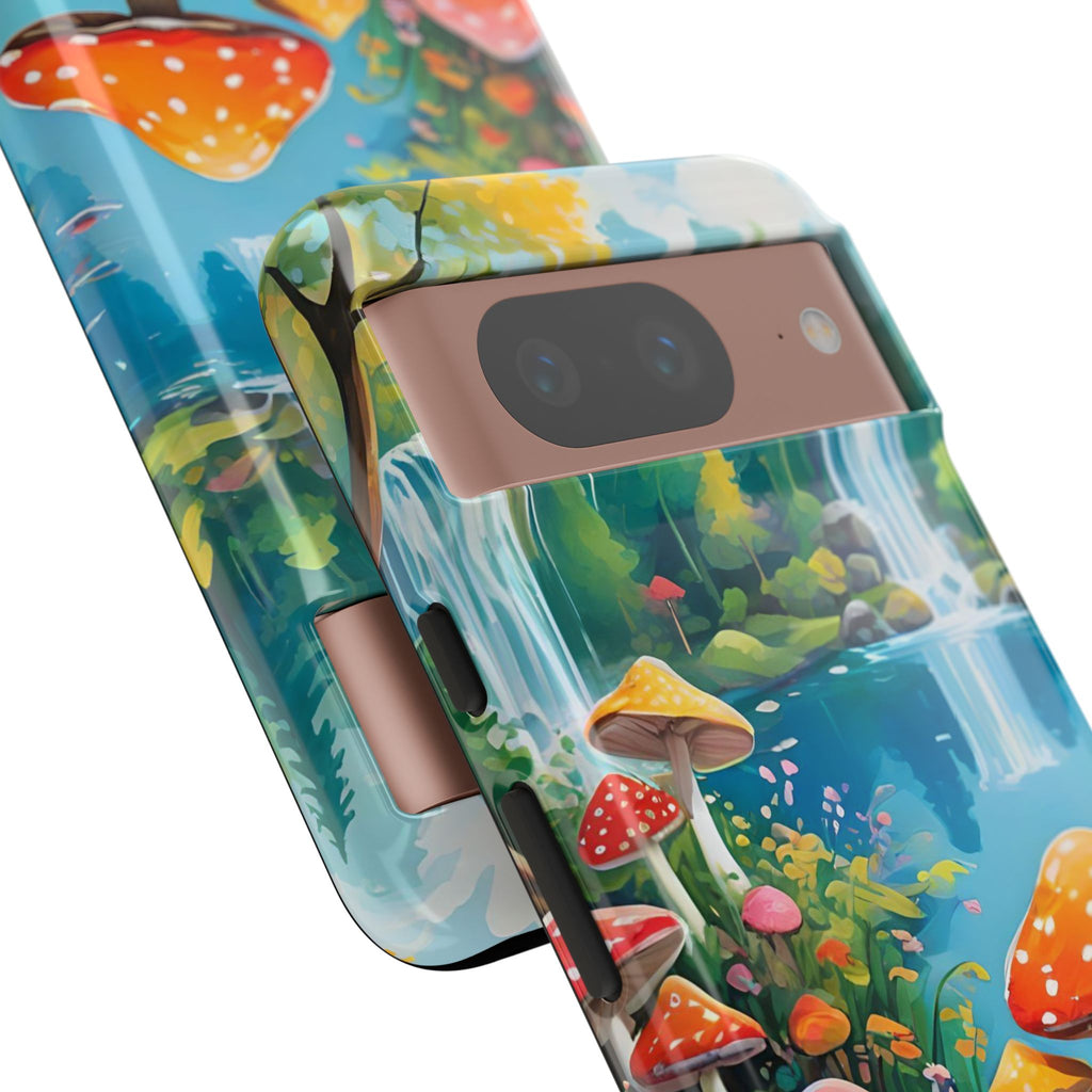 Mushroom Phone Case with Vibrant Nature Scene