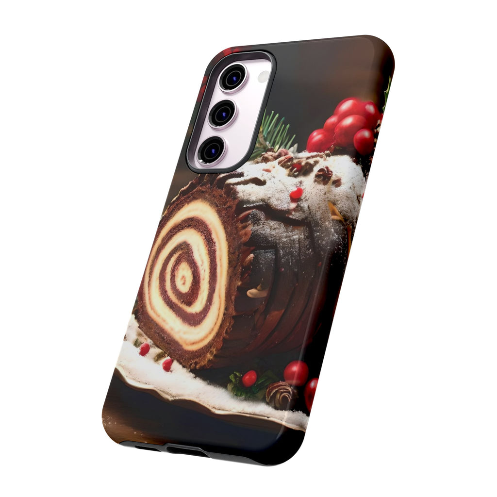 Festive Phone Case with Yule Log Design
