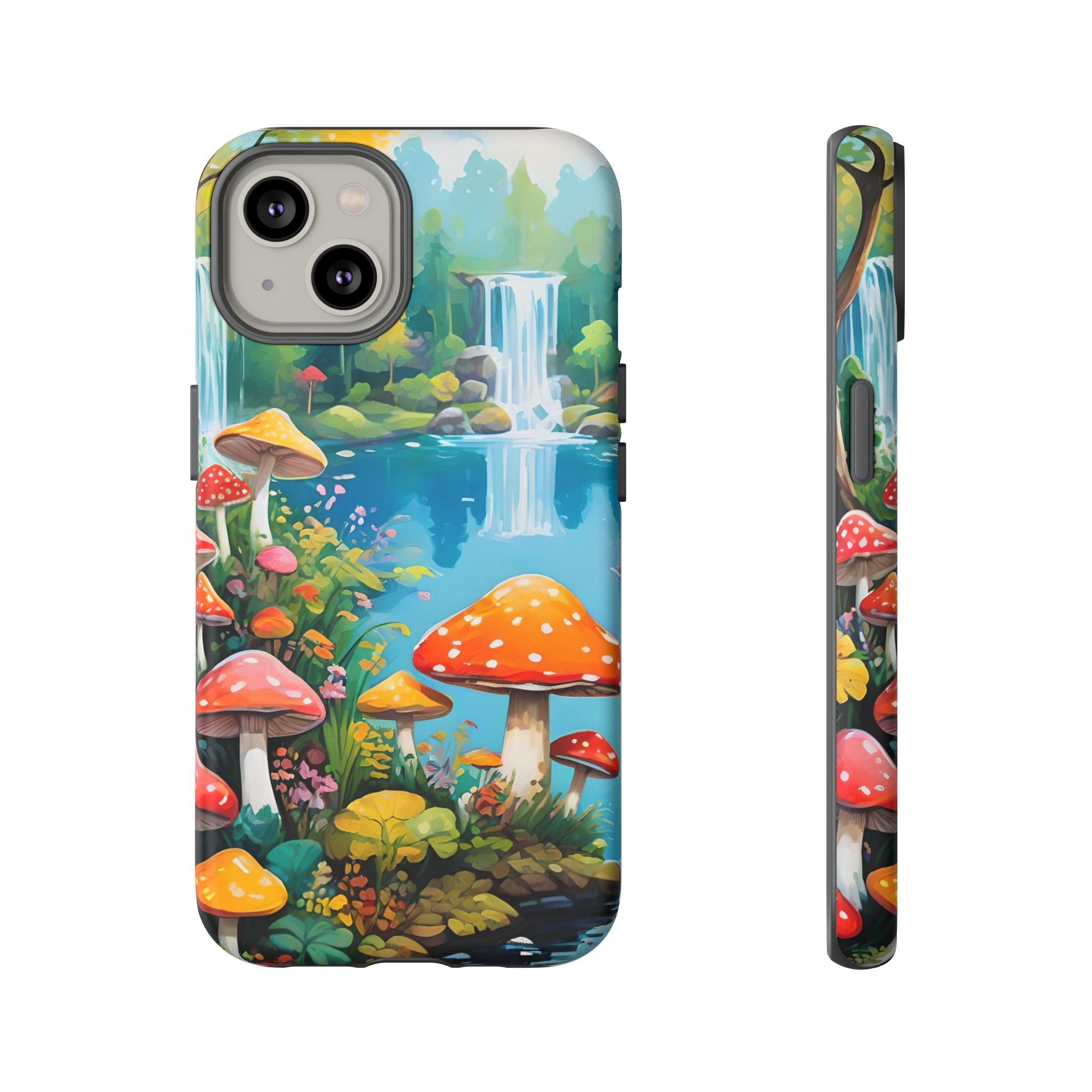 Mushroom Phone Case with Vibrant Nature Scene