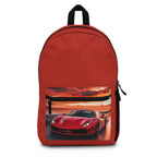 Red Sports Car Sunset Drive Print, Red Backpack