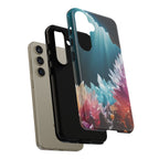 Faisceau lumineux coloré de la grotte de cristal, étui de téléphone