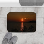 Serene Sunset Over Lake, Bathroom Mat