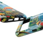 Coque de téléphone champignon avec scène de nature vibrante