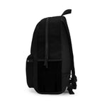 White Neon Skateboarder Silhouette Print, Black Backpack